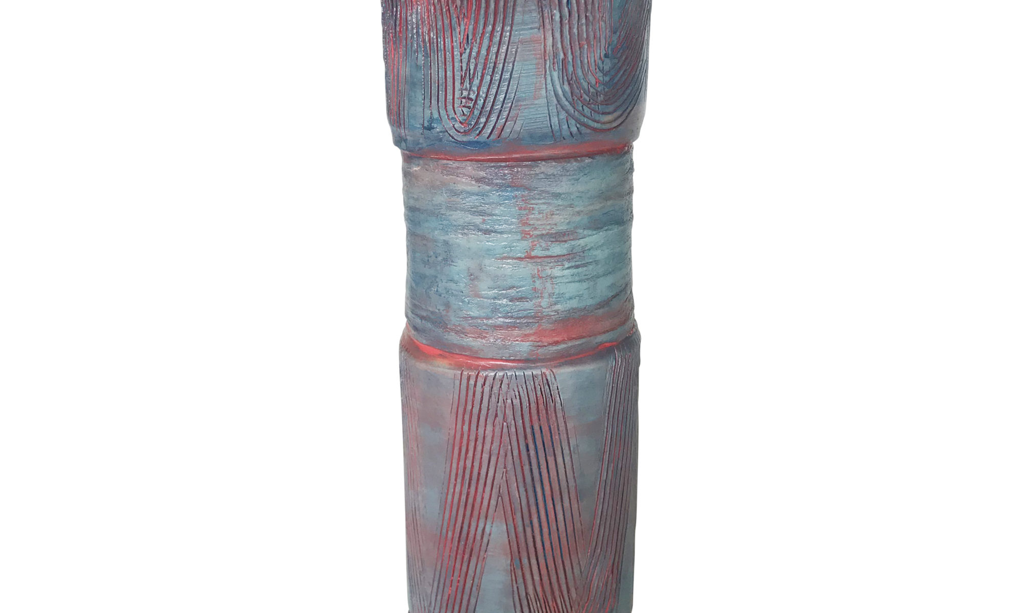 Funky segmented and textured stoneware "vase". A great decorative accessory for your home or office.